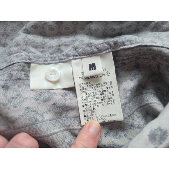 United Arrows Monkey Time Men's M Short Sleeve Button Up Shirt Ethnic Pattern - Picture 4 of 8